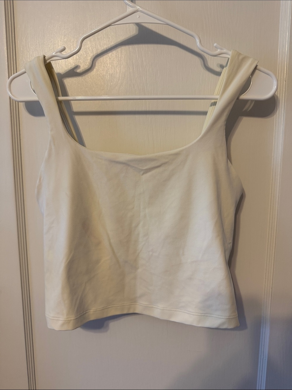 Athleta transcend Square Neck Crop Sports Bra / Tank Cream